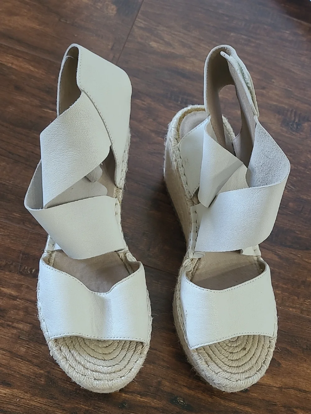 Eileen Fisher Women's Cream Espadrille Wedge Sandals  Chic Summer Comfort Size 7